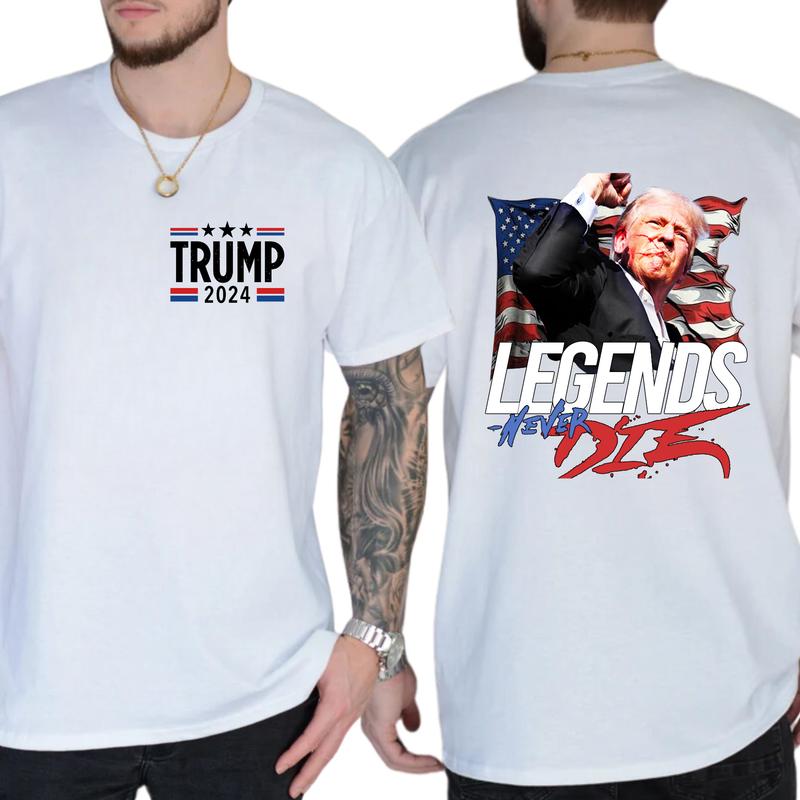 2-Side Donald Trump LEGENDS NEVER DIE 2024 Legend T-Shirt, Full Color, For Men ,Gift For men, Casual