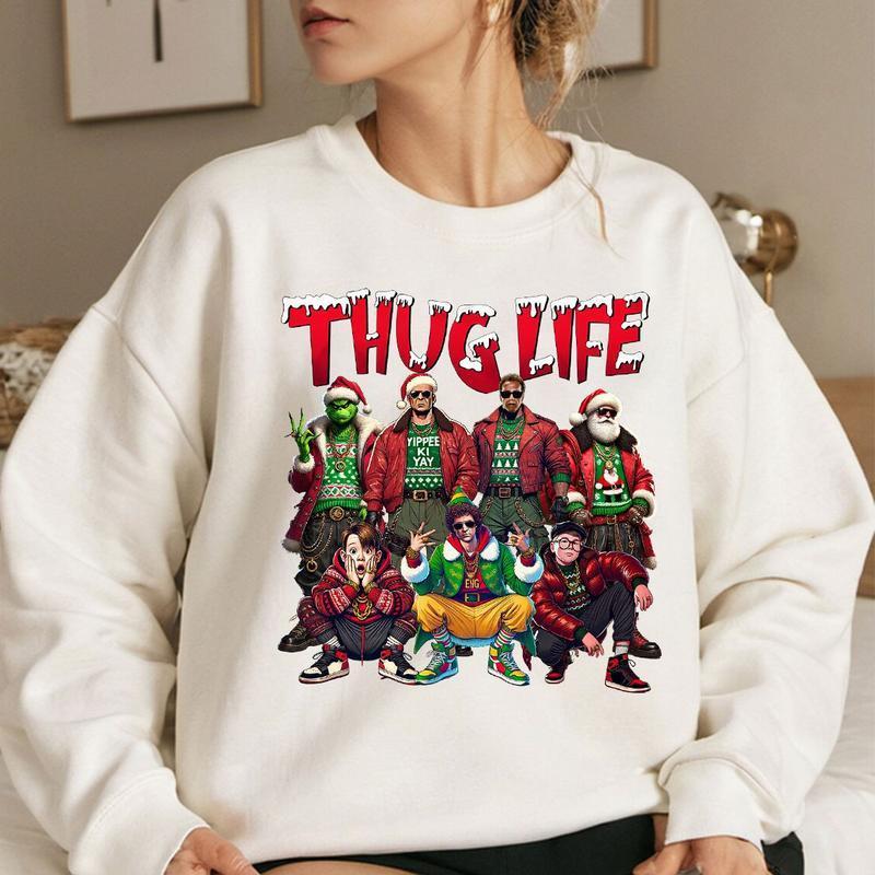 THUGLIFE Christmas Shirt, Christmas Movies Shirt, Xmas Graphic Tee Comfort Cotton