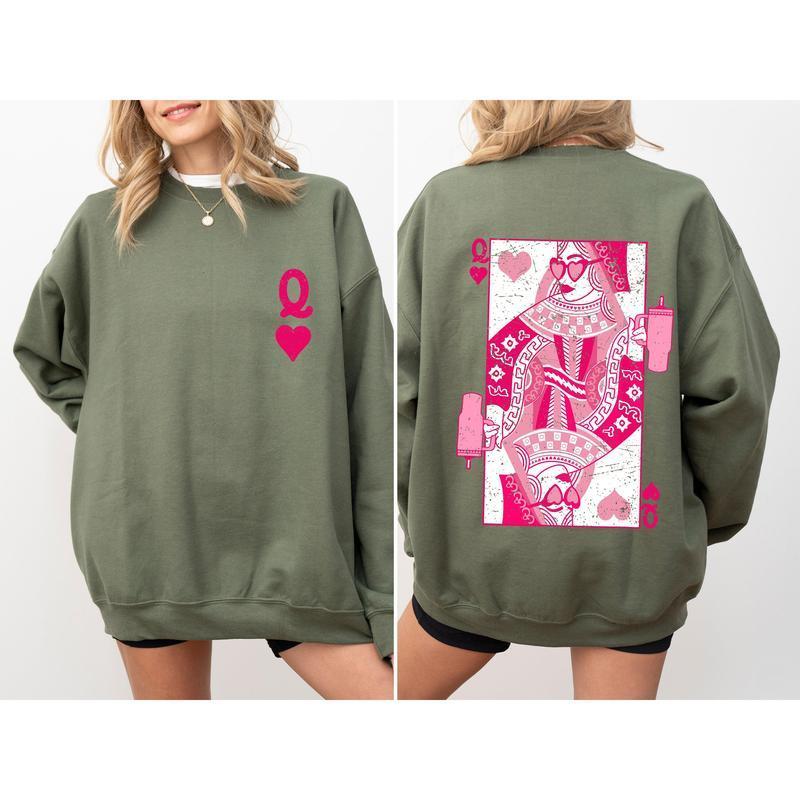 Queen of Hearts, Cards, Games, Valentine's Day Sweatshirt