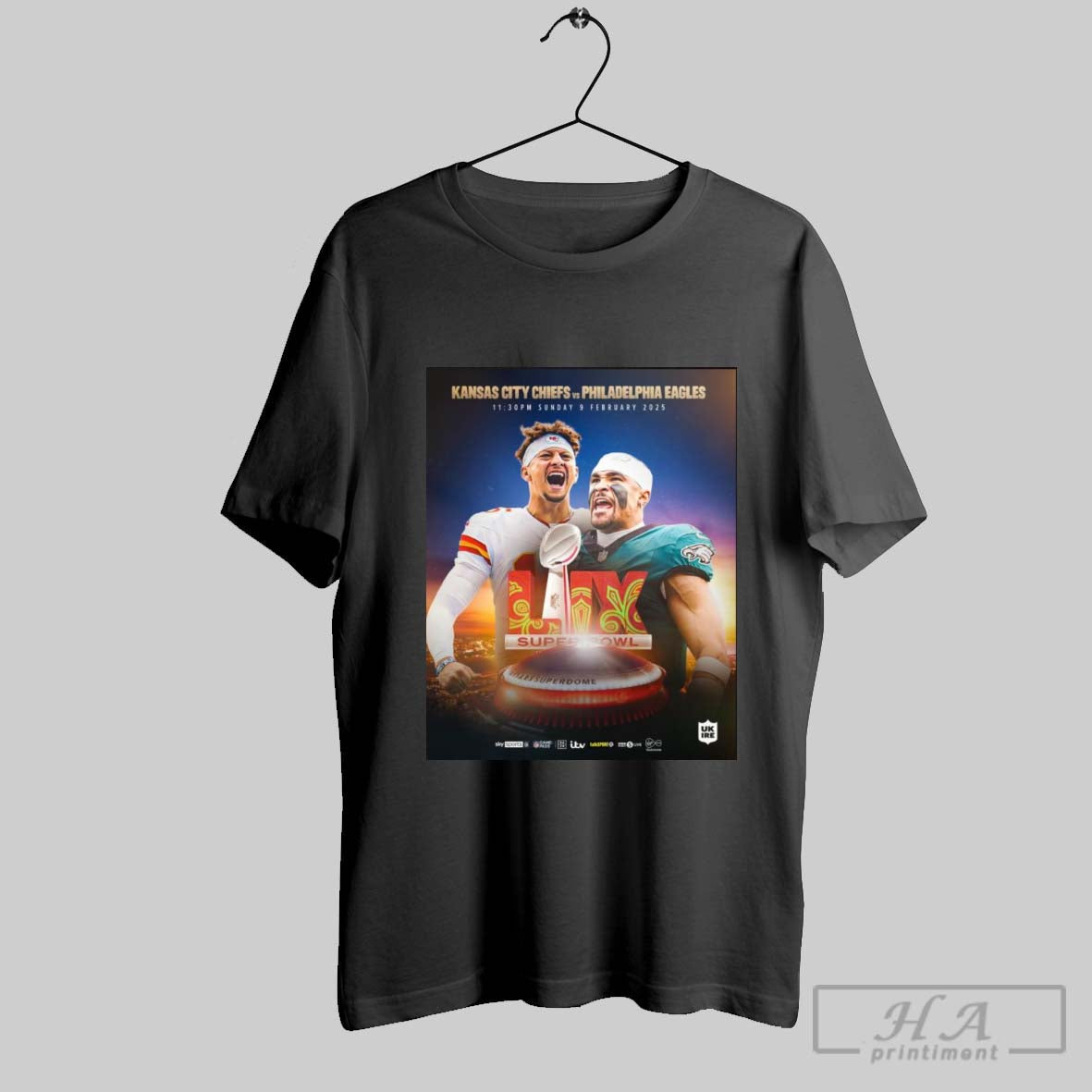 Patrick Mahomes Vs Jalen Hurts Kansas City Chiefs Vs Philadelphia Eagles Sunday 9 February 2025 Super Bowl Lix Poster T Shirt