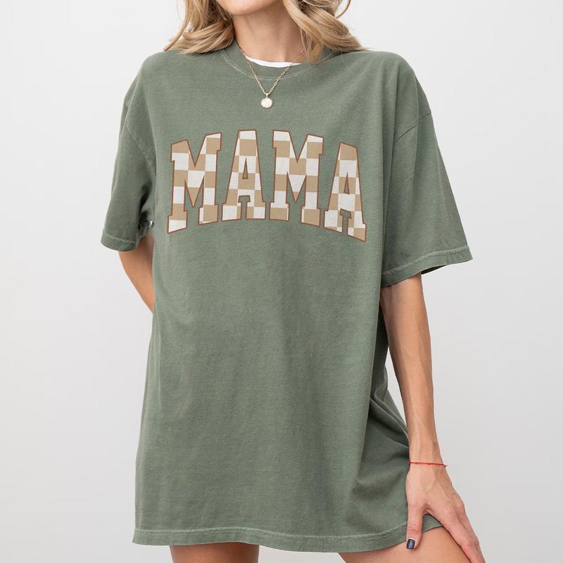 Retro Mama Shirt, Comfort Colors Checkered Mama T-Shirt, Boho Mama Shirt, Cute Mom Shirt, Varsity Letter Mama Shirt, Mothers Day Gift, New Mom Gift, T