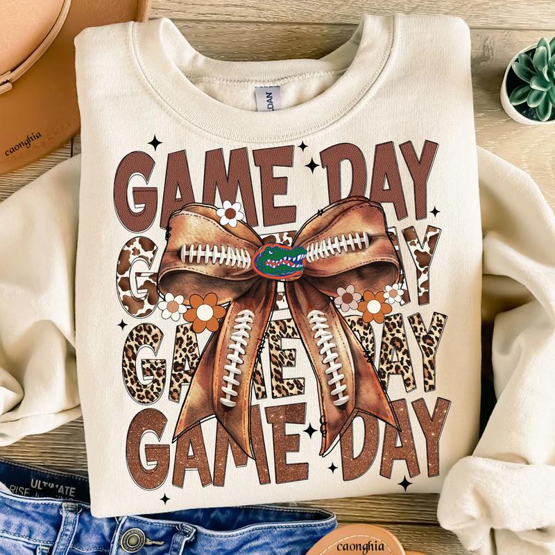 Vintage Florida Gators Football Coquette Bow Game Day Shirt, Gameday Women's Sweatshirt Cotton Fit Top Womenswear