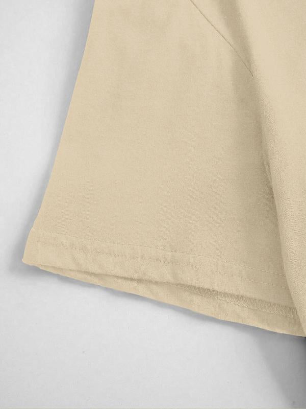 Women's Letter Print Drop Shoulder Tee, Casual Half Sleeve Round Neck T-shirt for Summer, Women's Top for Daily Wear