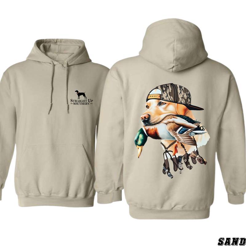 Straight Up Southern Hoodies , Bold hunting Dog With Duck , For Men And Women - Classic Fit - Menswear Sweatshirt