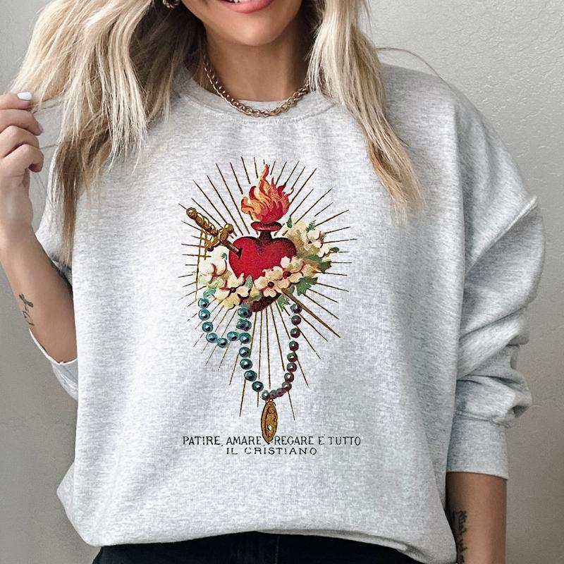 Sacred Heart - Shirt or Sweatshirt, Blessed Heart, Pink Sweatshirt