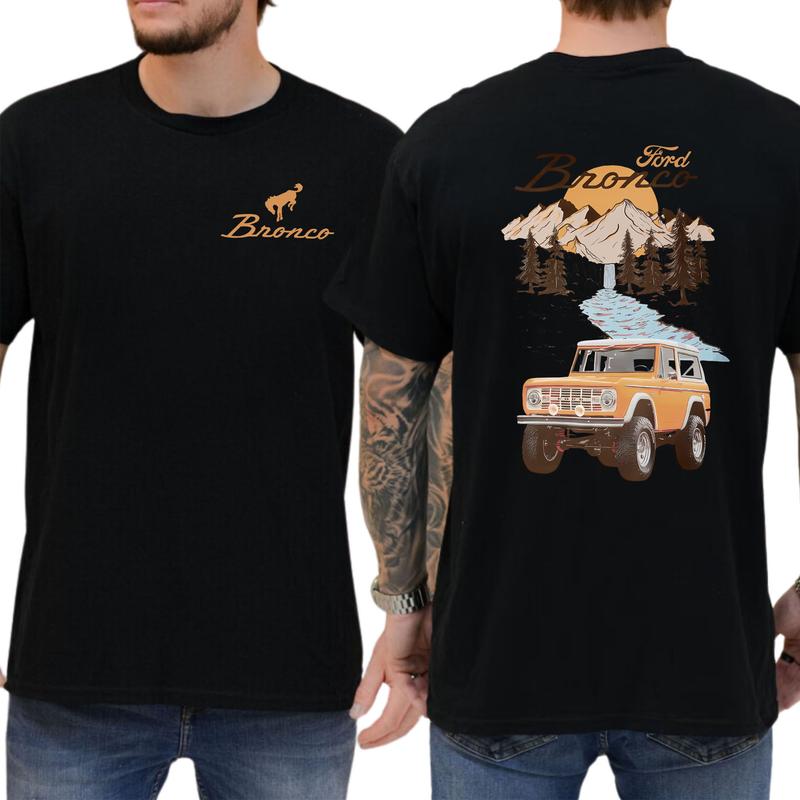 Ford Bronco T-Shirt The Vintage Car National Park 2 Sided T-Shirt, Independence Day Tee, Gift For Men, Love, Athletic, Casual Drinking Shirt