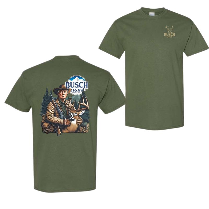 Busch Light Hunting Hoodie, Sweatshirt, T-shirt - Hunter with Deer Graphic Hoodie for Outdoor Enthusiasts, Perfect for Nature Lovers Menswear