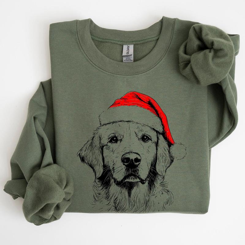 Golden Retriever, Santa, Dog, Christmas, Dog Lover, Pet Sweatshirt, Crew Neck, Women's, Crewneck