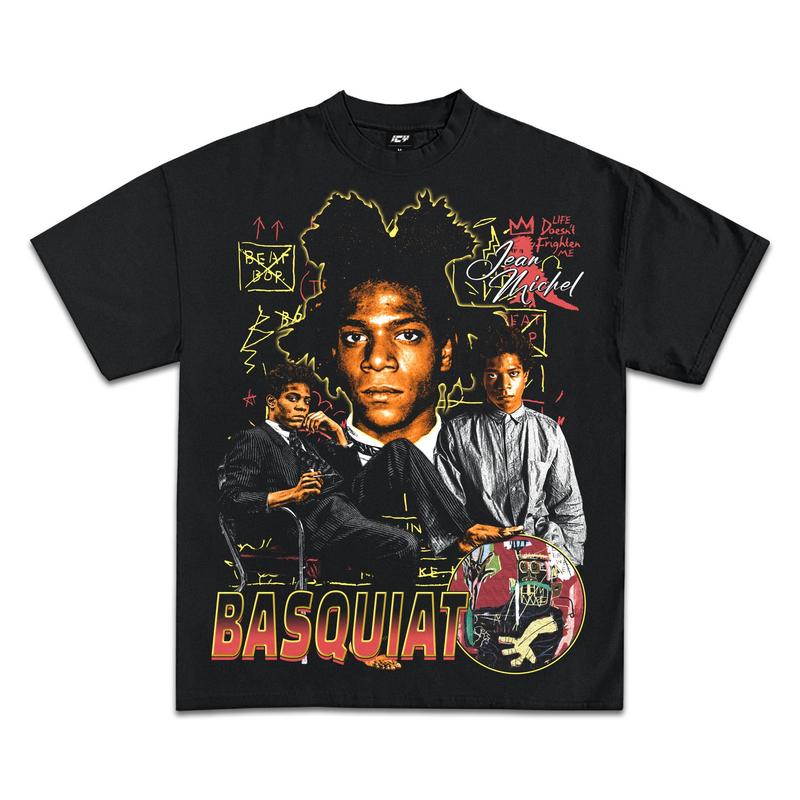 JEAN-MICHEL BASQUIAT GRAPHIC T-SHIRT - STREETWEAR Casual Menswear Short Sleeves Tee