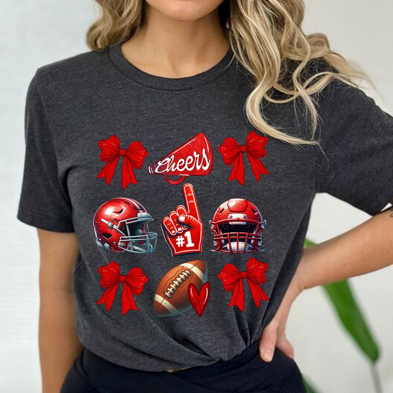 Coquette Football Shirt, Football Cheer Shirt, Football Mom Shirt, School Spirit T Shirt, Game Day Shirt, Touch Down Season, Football Bow