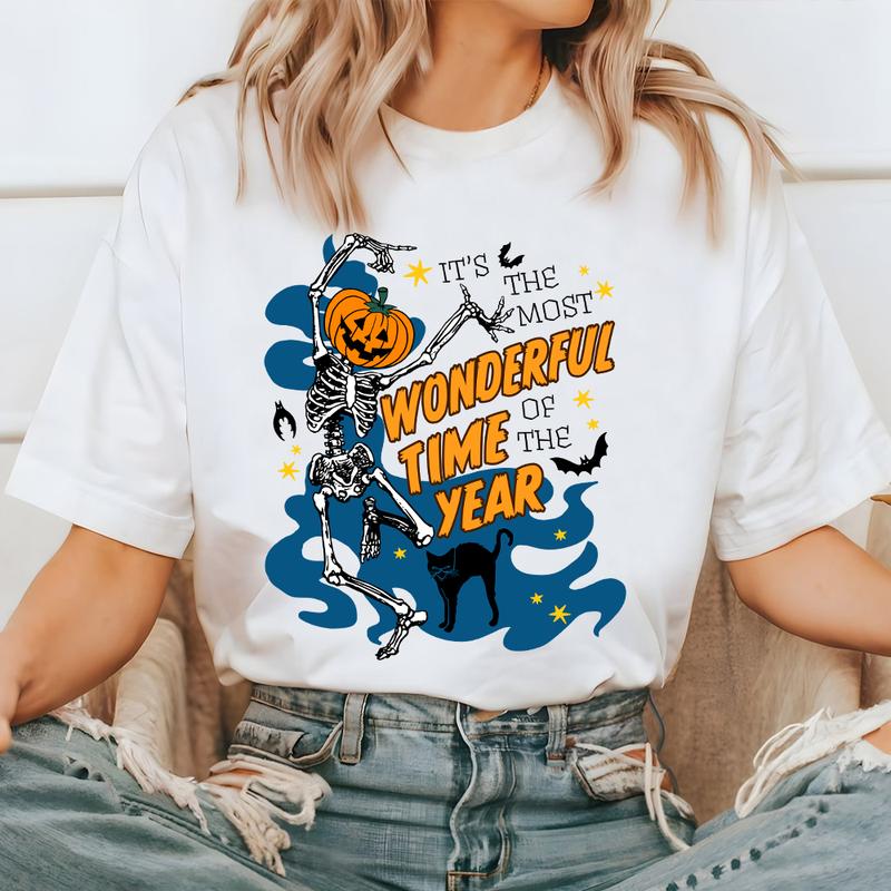 Retro Halloween Shirt, Halloween Costume Women, Dancing Skeleton, Fall Autumn Shirt, Thanksgiving Gift, Halloween Party, Pumpkin Graphic Tee