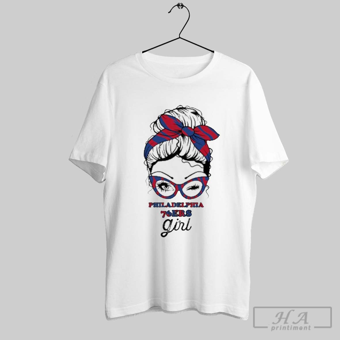 Philadelphia 76ers Girl Messy Bun Fans T Shirt
