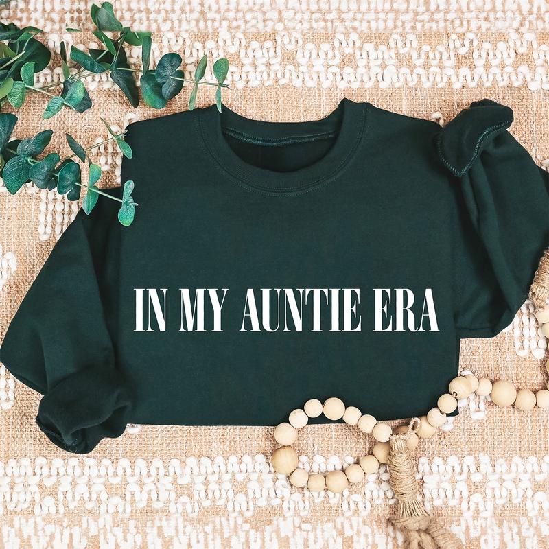 In My Auntie Era Sweatshirt, Auntie Crewneck Sweatshirt, Auntie Gift Cotton Menswear
