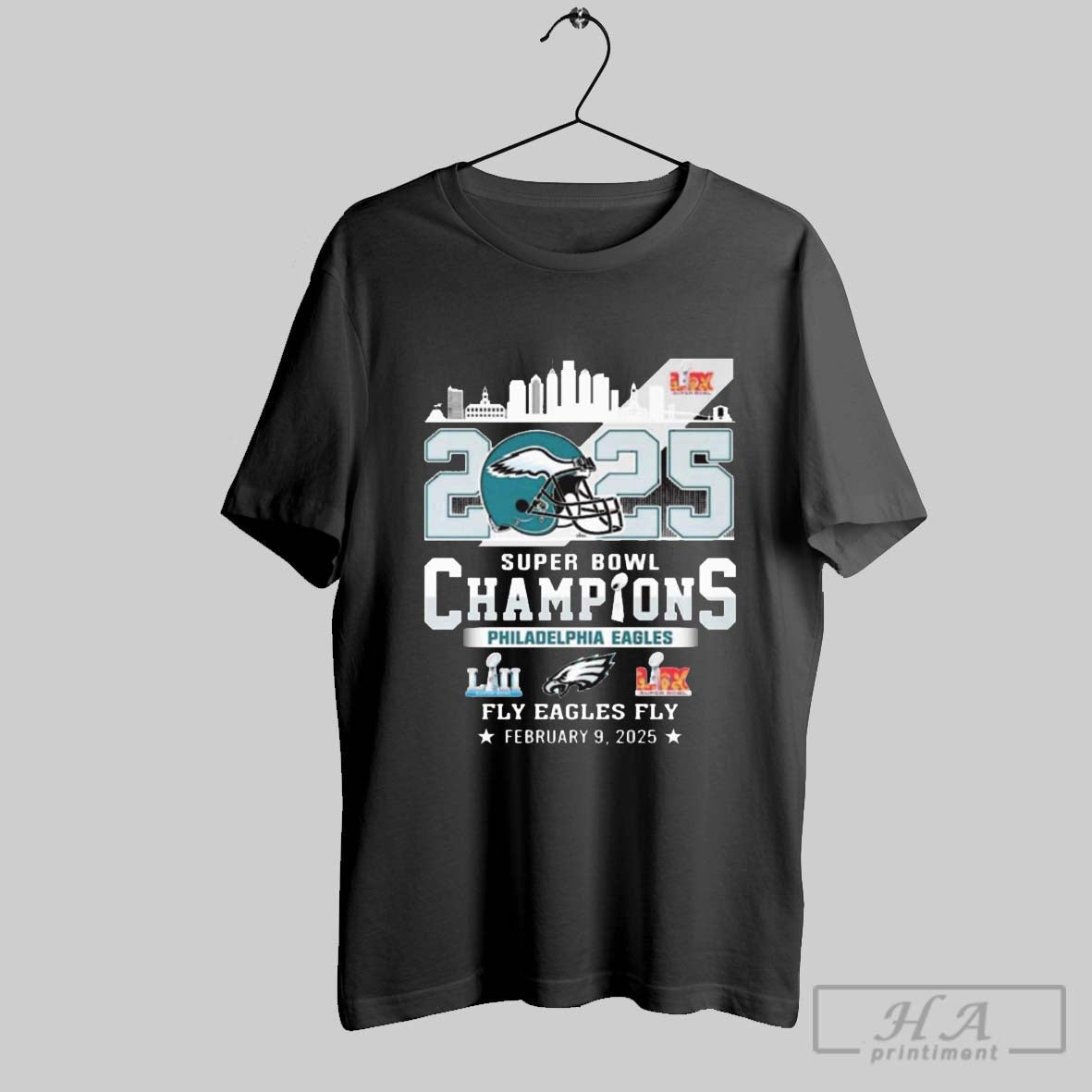 Philadelphia Eagles Super Bowl Lix Champions 2025 Fly Eagles Fly Celebration Feb 9 2025 Helmet T Shirt