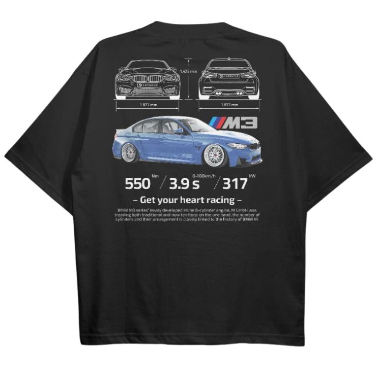 Drive in Style Car-Themed T-Shirts, F80 M3 Black T-Shirt, F80 M3 Technical Specs T-Shirt, Racing Shirt, Sport Car Shirt Menswear Top Menswear Top