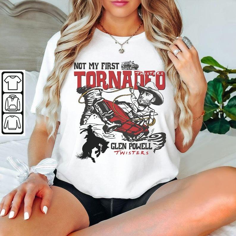 Blvckstyle Not My First Tornado Shirt, Twisters With Glen Powell Retro Movie Poster Vintage Unisex Shirt