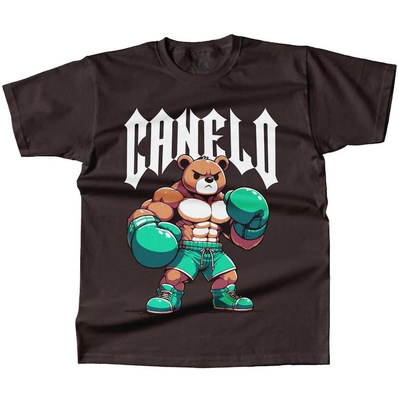 Canelo Tedy Bear Shirt, Saul Canelo Alvarez Boxing Bear Short Sleeve T-Shirt All Sizes Classic Cotton Fabric Menswear