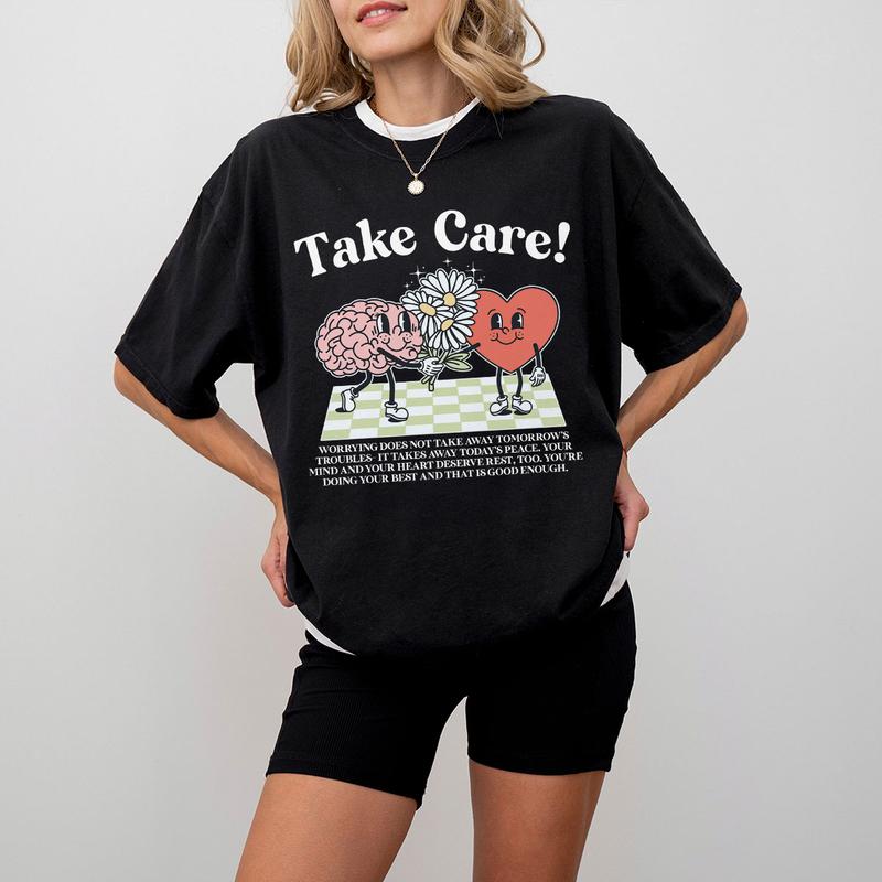 Take Care Comfort Tee, CMental Health Graphic Tee, Retro Mental Health Awareness Shirt, Be Kind Shirt, Inspirational Shirt, Motivational Shirt, Positi
