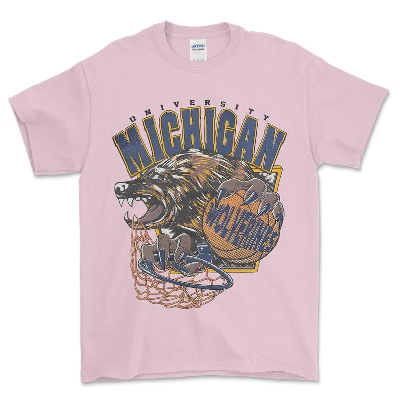 Michigan Wolverines Men's Basketball T-Shirt, graphic vintage sports tees for men