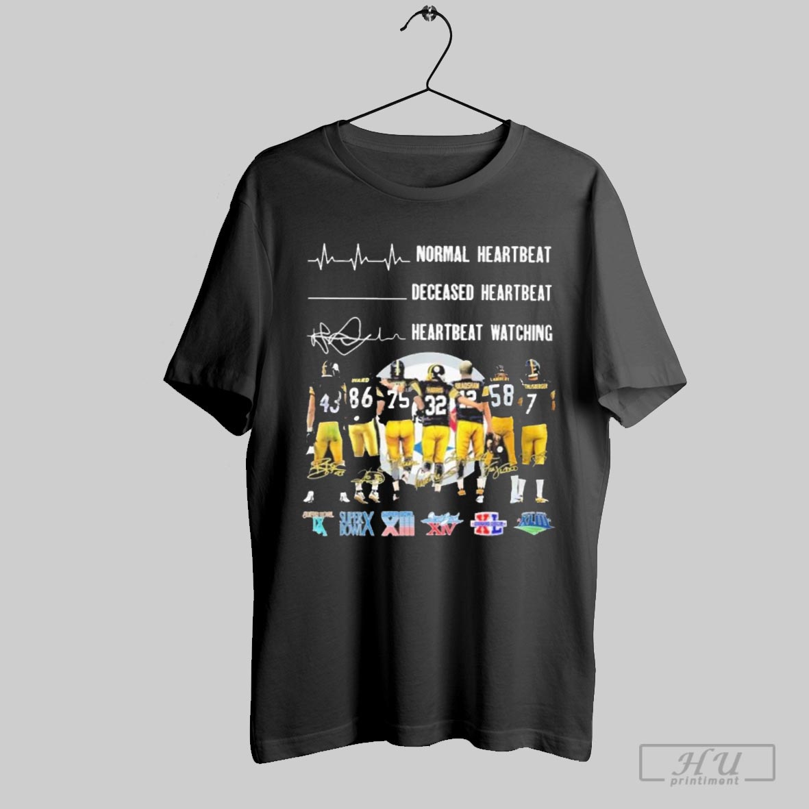 Pittsburgh Steelers Crazy Heartbeat Watching Them Playing 2024 Signatures T Shirt