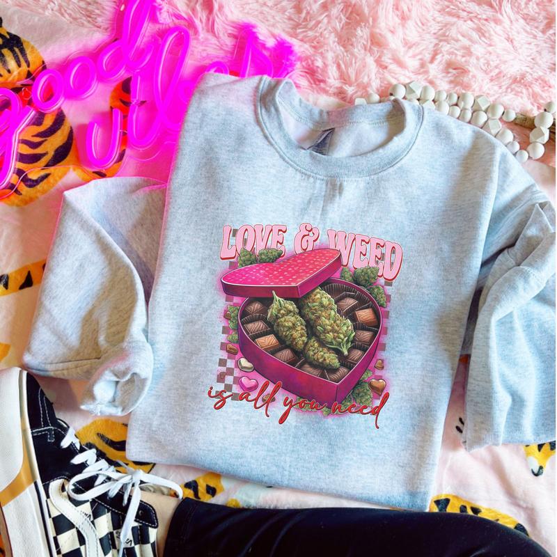 Love And Weeds Is All You Need Sweatshirt - Ash Grey - Sublimation - Unisex Sizing