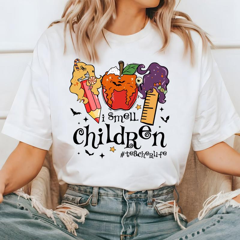 Funny Halloween Teacher Shirt, I Smell Children Teacher Shirt, Teacher Halloween Shirt Fall Teacher Shirt, New Teacher Shirt, Trick Or Teach