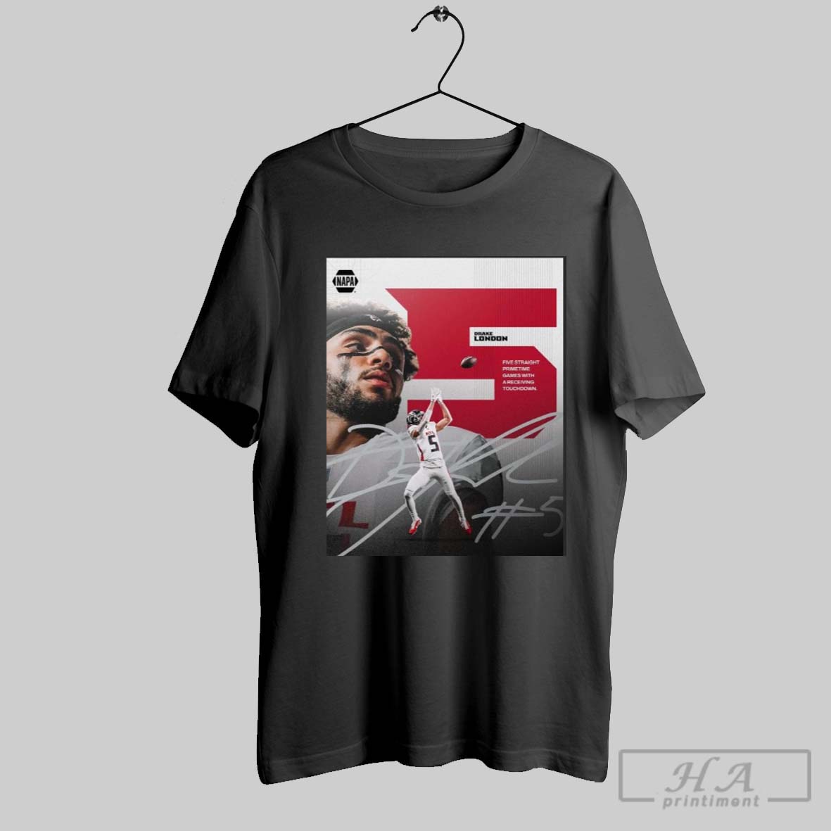 Poster Atlanta Falcons Drake London Five Straight Primetime Games With A Receiving Touchdown Signature T Shirt