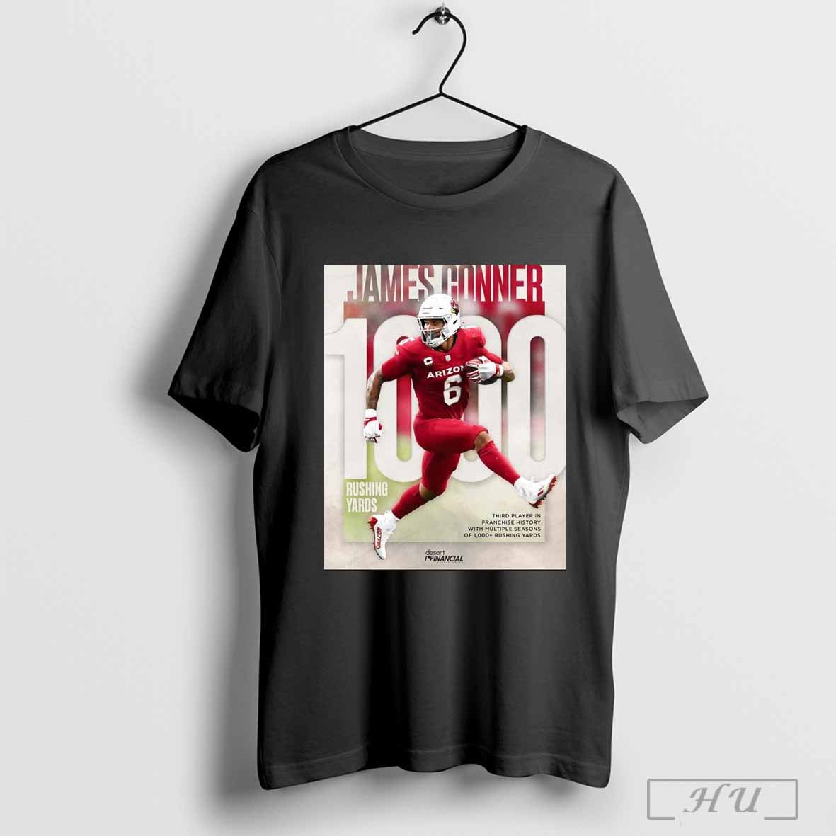 Poster Arizona Cardinals James Conner 1000 Rushing Yards Third Player In Franchise History T Shirt Sweatshirt Cutom Poster Coffee Mugs Ornament