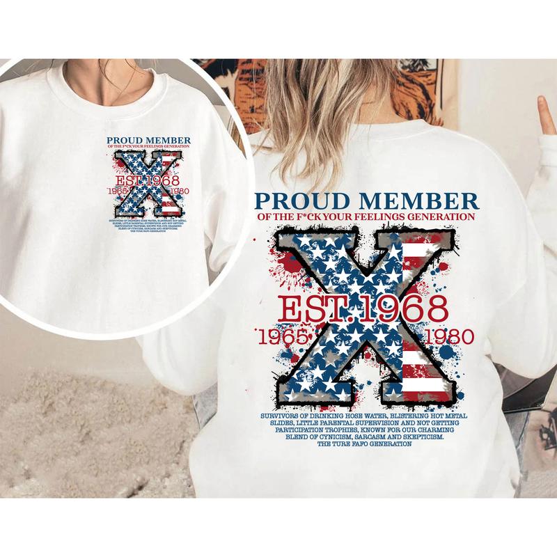 Custom Est.Year Flag FAFO Gen X 2 Side T-shirt, Gen X Shirt, Raised On Hose Water Neglect FAFO Generation 1965-1980 Shirt