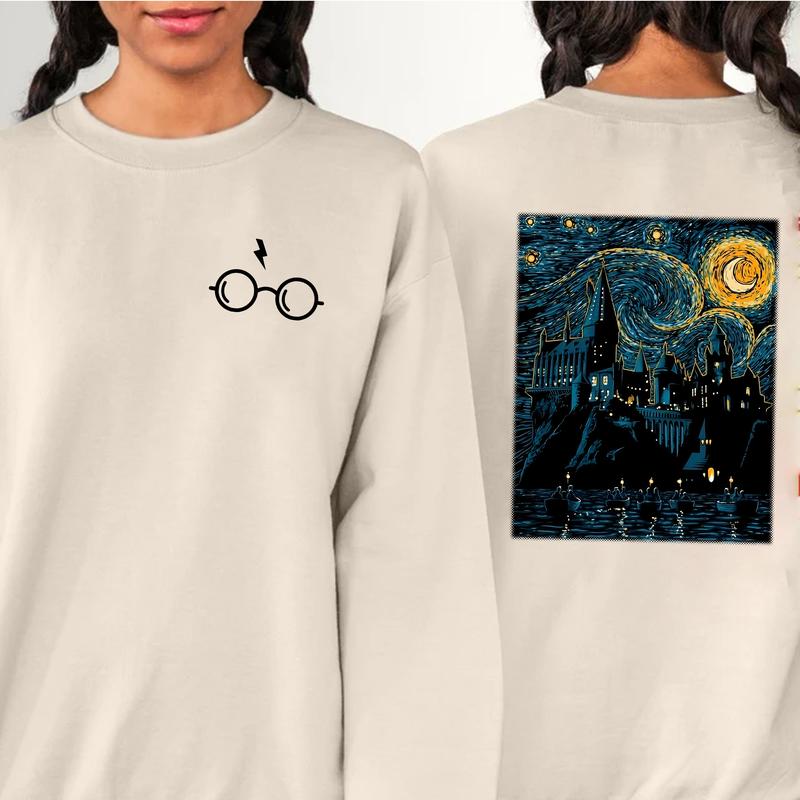HP Hogwarts Starry Night Sweatshirt Hoodie Shirt, gift for fan Cotton Fit