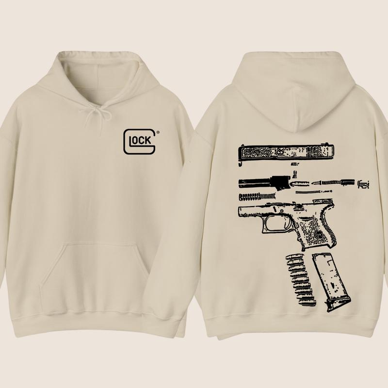 IN GLOCK WE TRUST 2 side Hoodie,Design color Black- White, Hoodie For Men, Menswear Top , GIft For Men,Full color,Hoodie & sweaters Classic Sweatshirt