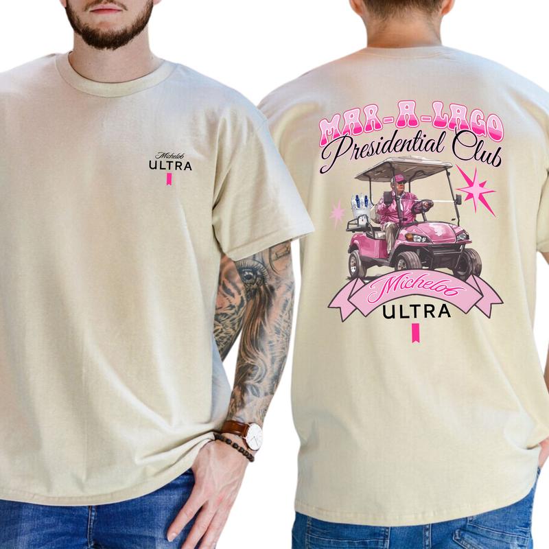 Funny Golf Club Michelob Ultra Beer Pink Printed Graphic Tshirt, Drink Shirt, Drinking T-shirt, Golf Tee, Gift For Men, Love, Athletic, Casual Menswea