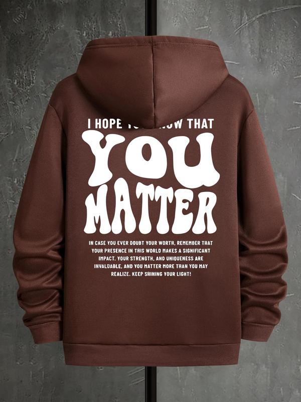 Letter Print Men's Casual Drawstring Hoodie, Regular Fit Sweatshirt for Spring & Fall, Fashionable Daily Men's Clothing