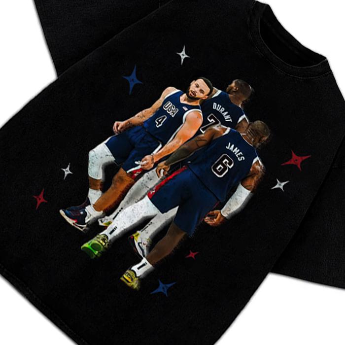 Stephen Curry Bron Durant BIG 3 USA World Champ Custom Graphic Tee