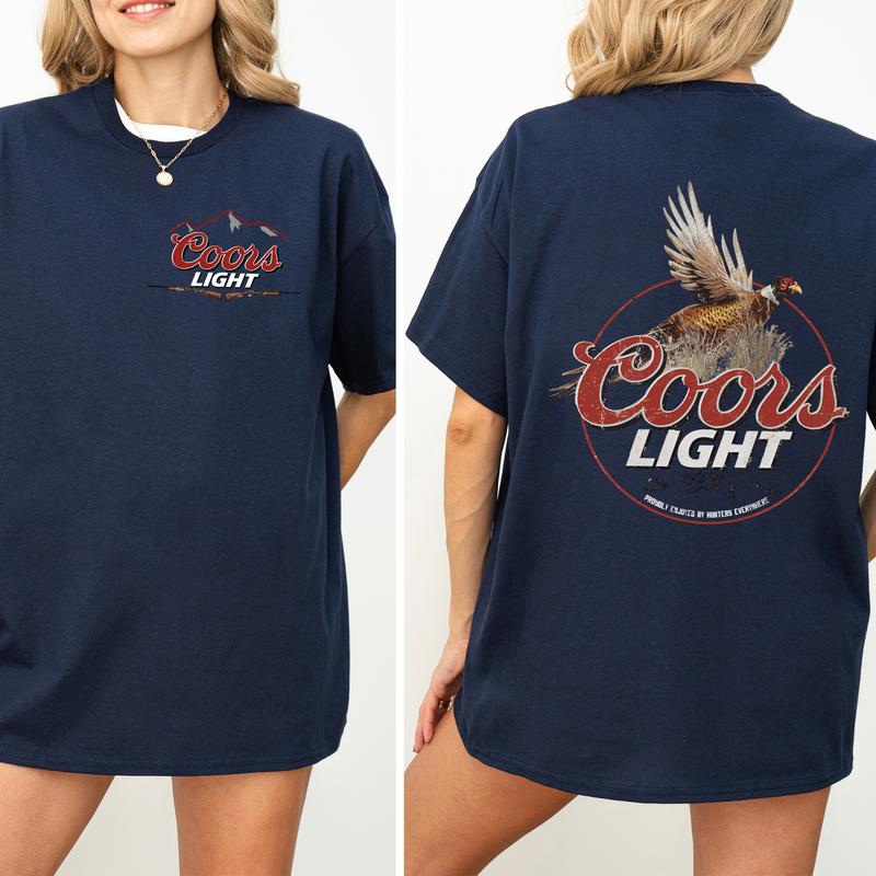 Coors Light Pheasant 2 Sided Shirt, Vintage Pheasant Hunting Graphic Printed Tshirt, Duck Hunt T-shirt, Unisex Hunter Tee, Cotton Casual Womenswear