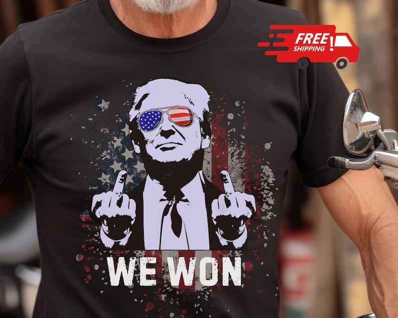 We Won Trump Shirt, 2024 Election Shirt, Trump Vance 45-47 MAGA, US Flag T-Shirt, November 5th Voting Shirt Trump Support Outlaw Hillbilly