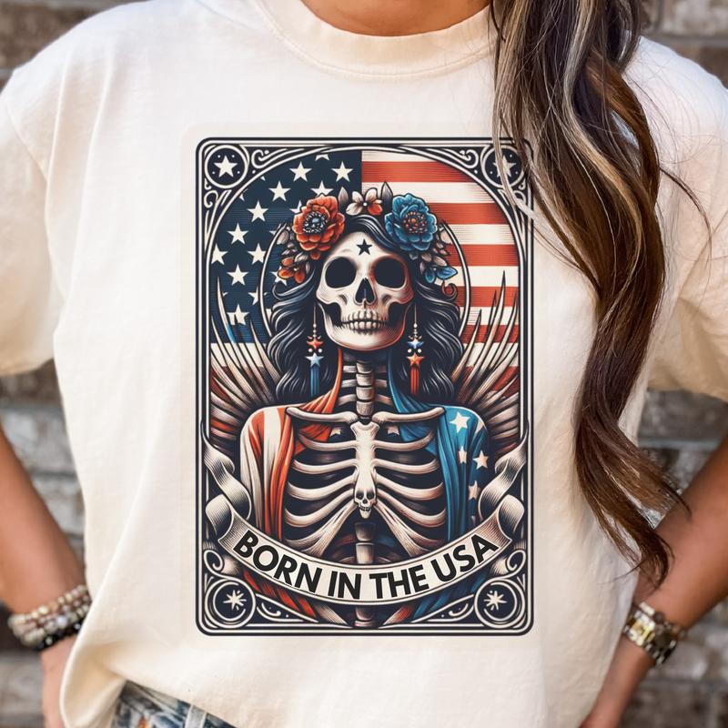 Tarot Skull Tees Dead Inside Tarot Tee The Patriot T-Shirt The True Crime Junkie Top The Homebody Tarot Tshirt Born In the USA Top ADHD Squirrel T-Sh