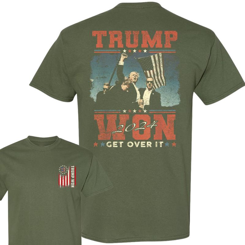 Trump Won Get Over It 2024 Shirt, Trump Victory Shirt, Trump Won 45 47Th President Usa Flag T-Shirt, After Election 2024, Gift For Trump Fans