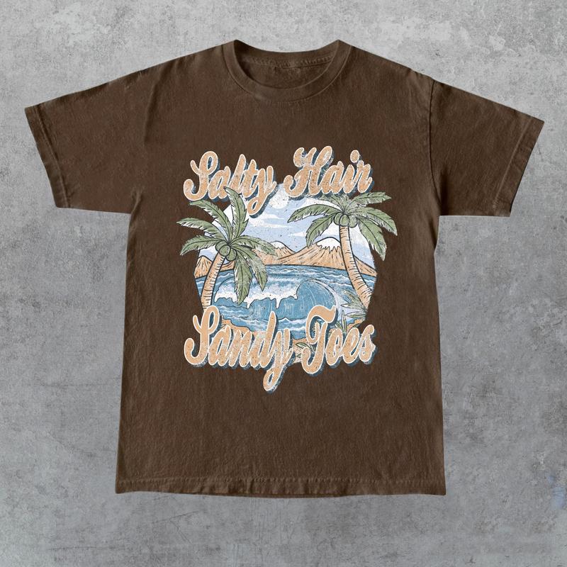 Retro Beach Surfer Graphic T-Shirt, Vintage Salty Hairs Shirt, Surfer Tee, Beach Life Shirt, 90s Beach Surf Shirt, Unisex Tee