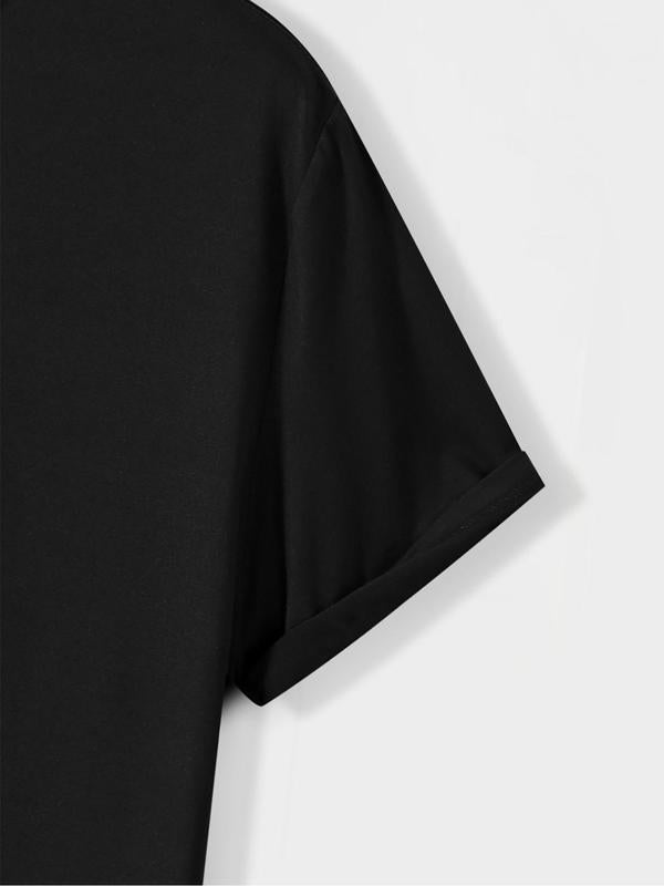 Men's Letter Print Round Neck Tee, Summer Clothes, Regular Fit Crew Neck Short Sleeve T-Shirt for Outdoor Daily Wear, Graphic Tees, Casual Summer Stre