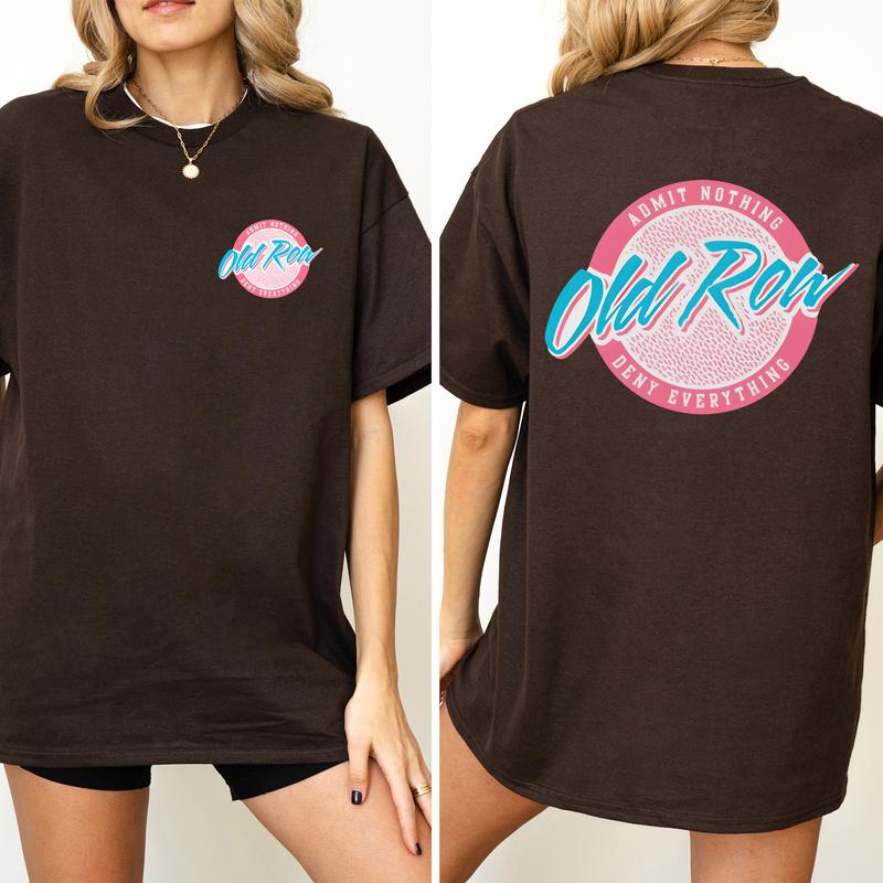 Vintage Old Row Rad Chicks Shirt 2-Sided, Pastel Old Row Circle Logo Printed Tee, Retro OldRow T-shirt,Drinking Women's Top, Comfort Casual Womenswear