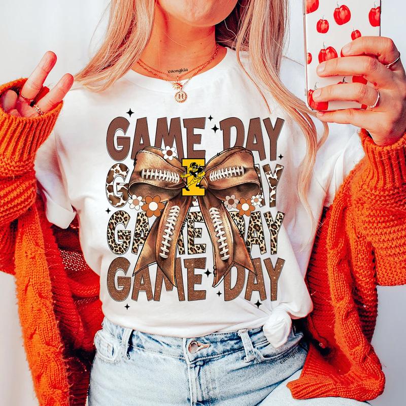 Vintage Iowa Hawkeyes Football Coquette Bow Game Day Shirt, Gameday Women's Sweatshirt Cotton Fit Top Womenswear