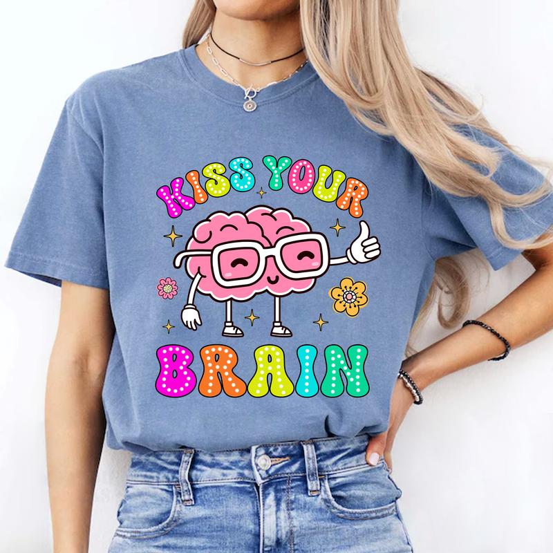 Kiss Your Brain Teacher Comfort Colors Shirt, Dalmatian Dots Teacher Shirt, Brain Teacher Tee, Teacher Appreciation, Retro Teacher Shirt, SPED Teacher