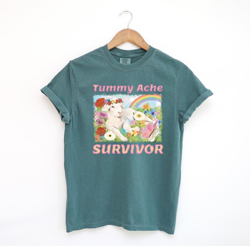 Tummy Ache Survivor Lamb Tshirt, Cute Tshirt, Comfort Colors Shirt