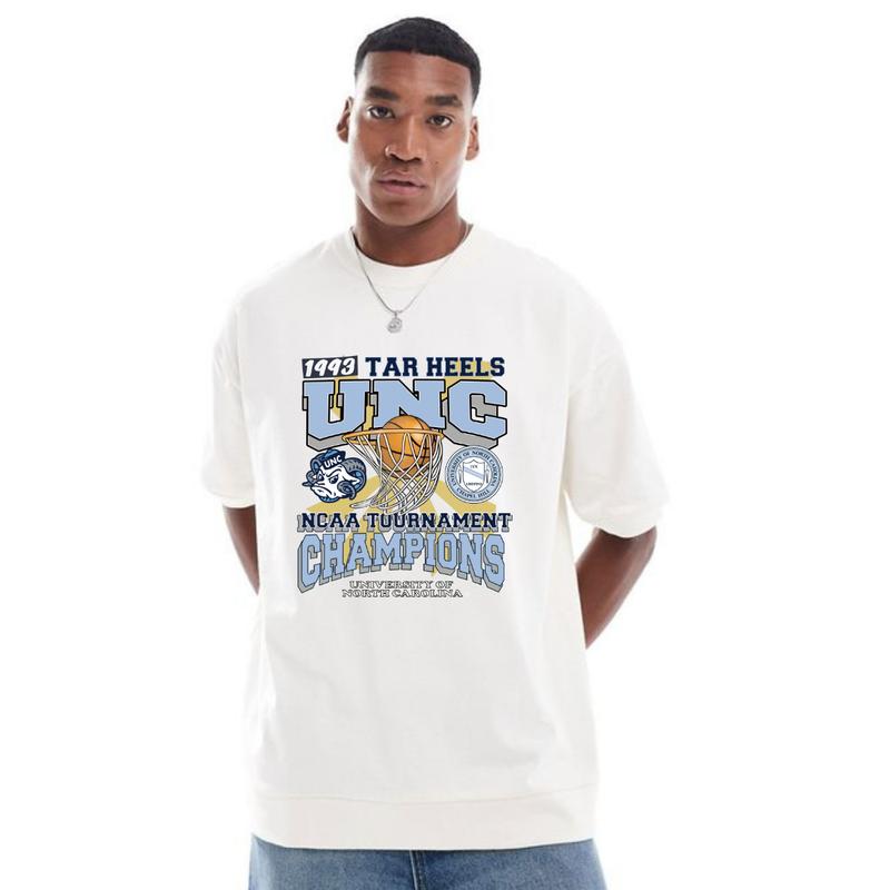 Vintage NCAA Tar Heels UNC 1993 Champions  T- Shirt, Sporty Tshirt, Men's Tshirt, Men's Clothes Cotton Menswear Casual Top basketball Tee Athletic