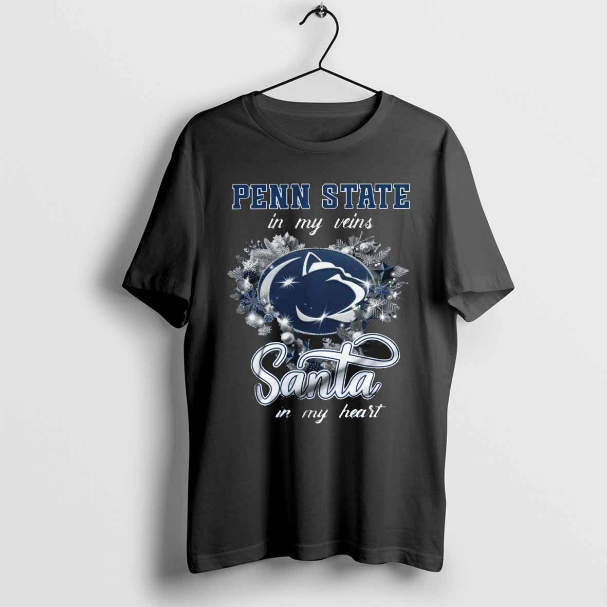 Penn State Nittany Lions In My Veins Santa In My Heart T Shirt