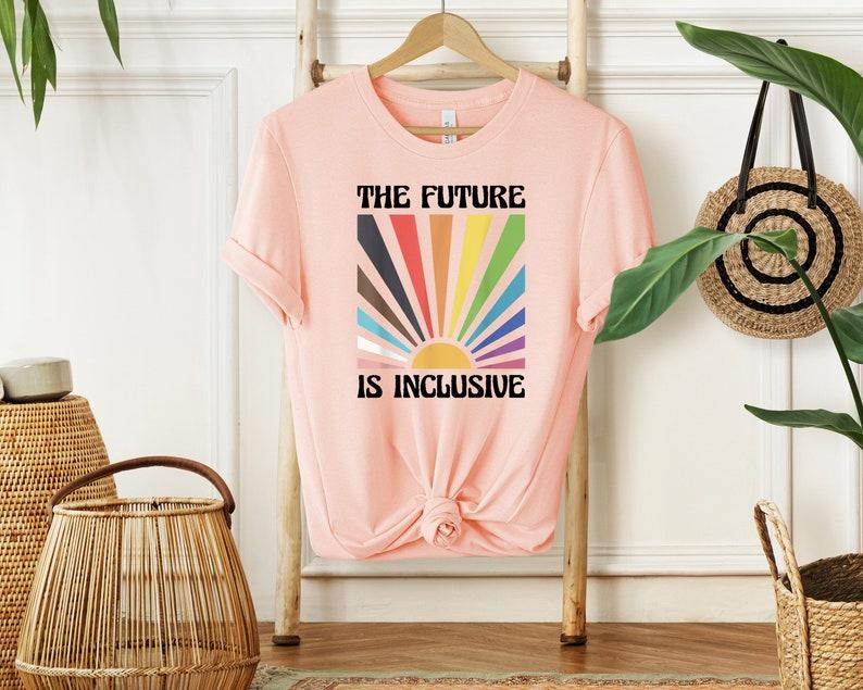 The Future is Inclusive Shirt, Rainbow Pride Tee, LGBTQ Gift, Progress Pride Shirt, Social Justice Shirt, Gay Pride TShirt Cotton Fabric Cotton Fabric