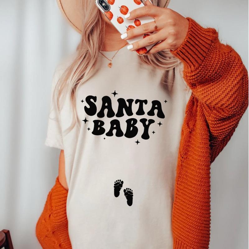 Christmas Pregnancy Announcement Sweatshirt, Santa Baby Shirt,Pregnant Tee,Baby Announcement,Christmas Maternity,New Mom,Pregnant Santa Baby