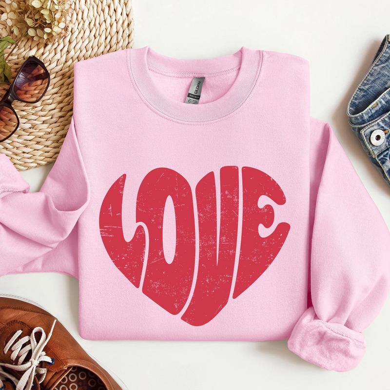 Retro Love Heart, Vintage, Sweatshirt, Valentine's Day