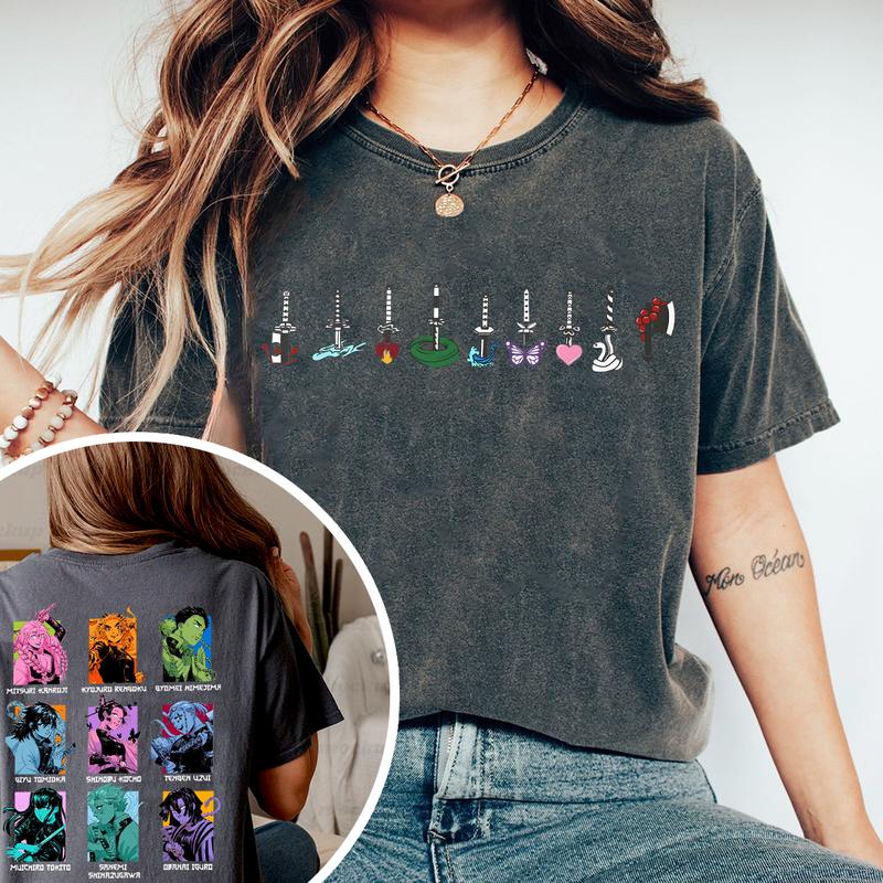 Hashira sword chibi style 2 sides shirt, Demon Slayer t-shirt, Anime sweatshirt hoodie, Anime lover t-shirt